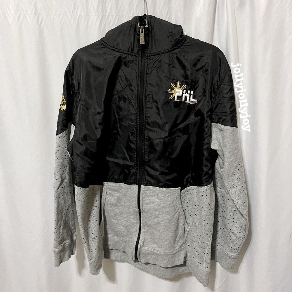 My Philippines Unisex Mixed Fabric Black/Grey Zip-Up Jacket Large